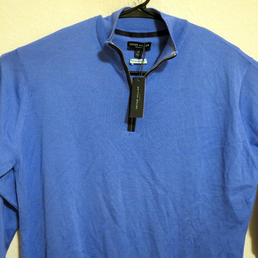 Peter Millar Collection Sweater Mens XL Long Sleeve 1/4 Zip Merino Wool Silk